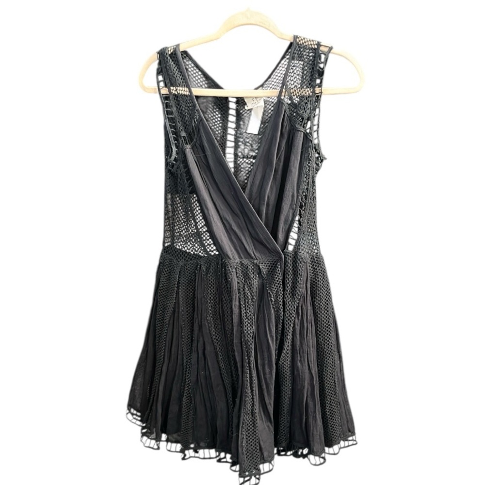 FP One Women Black Whimsigoth Fairy Core Lace Mesh Mini Dress Sleeveless XS